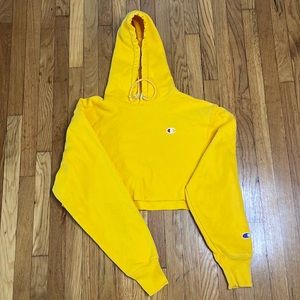 Champion reverse weave x small cropped hoodie yellow